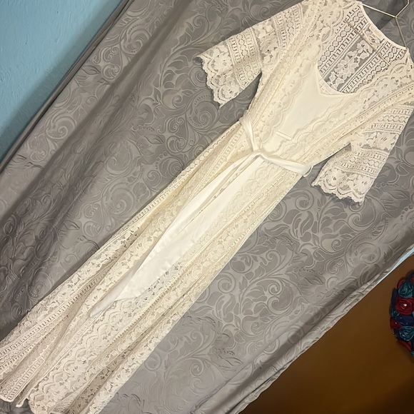 Gorgeous Le Rose Lace Bridal Robe & Slip Set S/M Wedding Bride - Picture 2 of 7